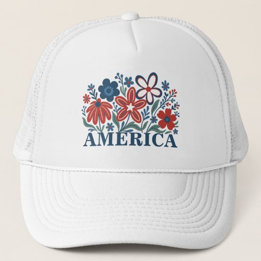 Amerika Rood, Wit en Blauw Bloemen tTrucker Pet (Voorkant)