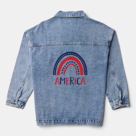 Amerika | Rood wit en blauw regenboog Denim Jacket (Achterkant)