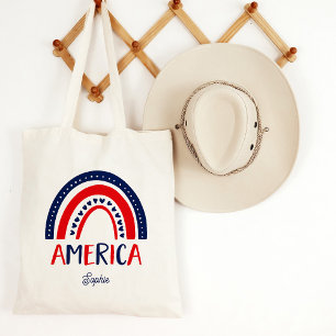 Amerika Rood wit en blauw regenboog Tote Bag