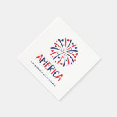 Amerika | Rood wit en blauw vuurwerk Servet (Hoek)