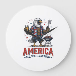 Amerika Rood Wit En Brouw Adelaar BBQ Shirt (7)_1 Grote Klok