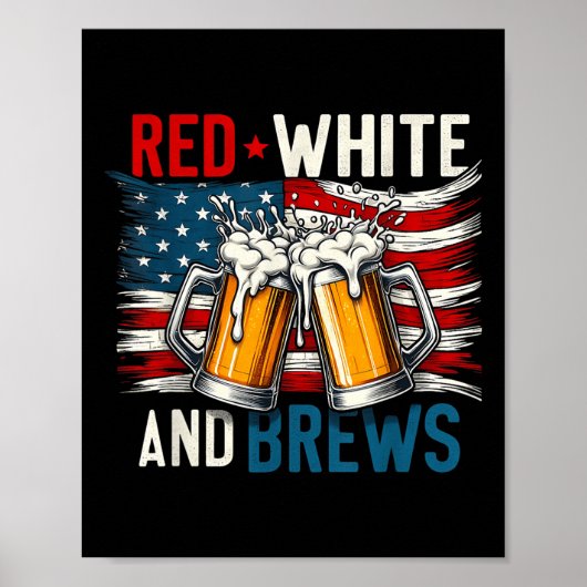 Amerika rood wit en brouwen vierde van bierliefheb poster (Voorkant)