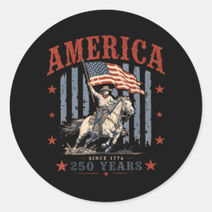 Amerika sinds 1776 250 jaar cowboy rijpaard ronde sticker