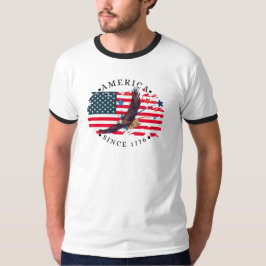 Amerika sinds 1776 Waterverf Vlag/Adelaar/S. Ster  T-shirt