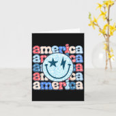 Amerika Smile Face Groovy Patriottisch 4 juli Kaart (Gele Bloem)