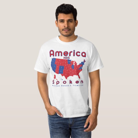 Amerika spreekt Red White Blue Donald Trump T-Shir T-shirt (Voorkant volledig)