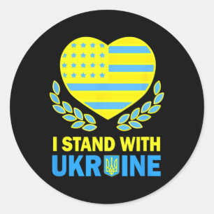 Amerika Sta Met Oekraine T-shirt Oekraïens Vs Vlag Ronde Sticker