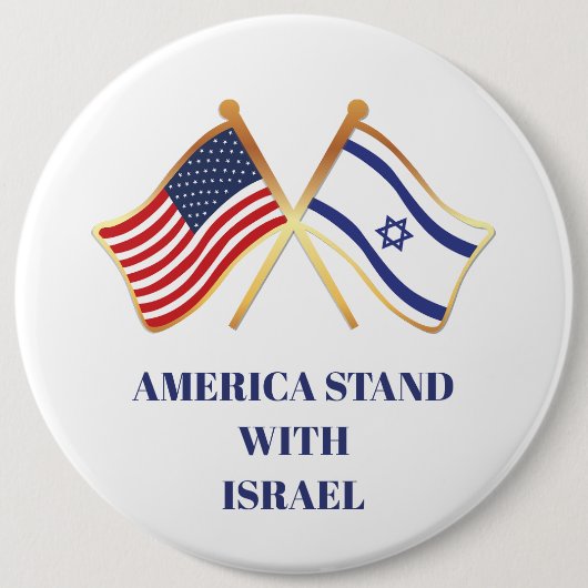 Amerika staan met Israël Vrijheidsvlag Ronde Button 6,0 Cm (Voorkant)