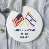 Amerika staan met Israël Vrijheidsvlag Ronde Button 6,0 Cm (In situ)