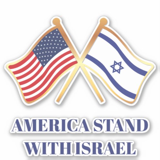 Amerika staan met Israël Vrijheidsvlag Sticker (Voorkant)