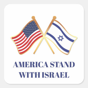 Amerika staan met Israël Vrijheidsvlag Vierkante Sticker