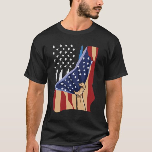 Amerika staat achter de blauwe lijn t-shirt (Voorkant)