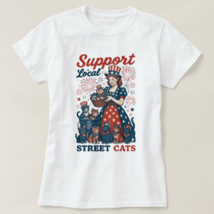 Amerika steunt lokale straatkatten 4 juli t-shirt