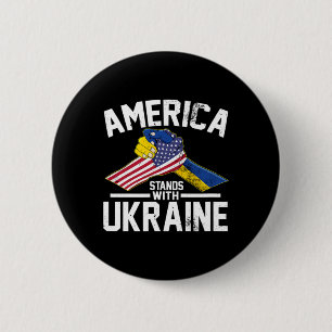 Amerika Steunt Oekraïne Oekraïense Amerikaanse Vla Ronde Button 5,7 Cm