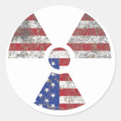 Amerika Stralingswaarschuwing Ronde Sticker (Voorkant)