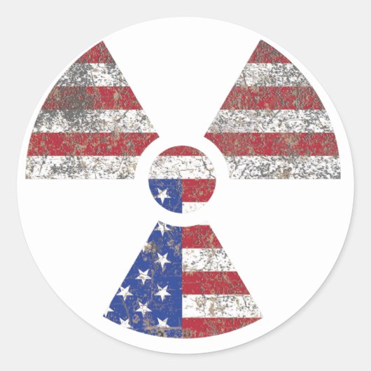 Amerika Stralingswaarschuwing Ronde Sticker (Voorkant)