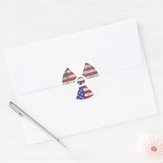 Amerika Stralingswaarschuwing Ronde Sticker (Envelop)