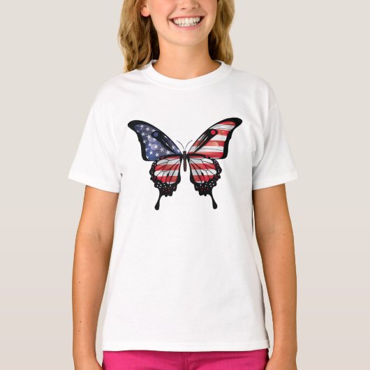 Amerika Swallowtail Vlinder Vlag Sticker T-shirt (Voorkant)