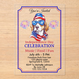 Amerika Tekst en Sterren Kleurrijk Design Acryl Uitnodigingen