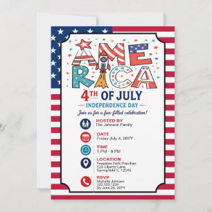 Amerika Tekst en Sterren Kleurrijk Design Kaart