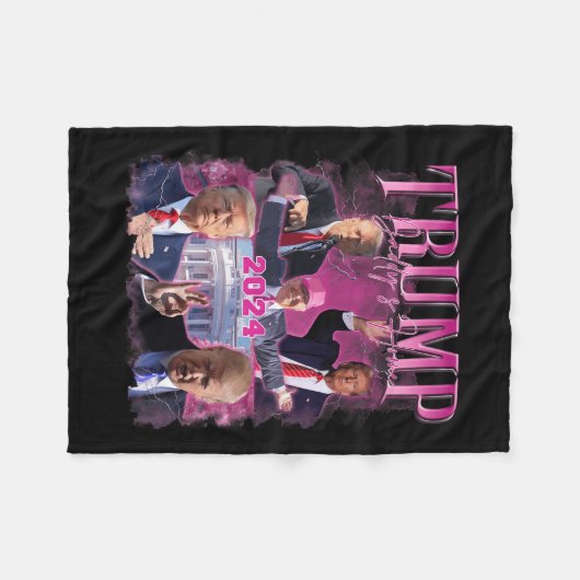 Amerika terug Amerikaanse vlag Trump 2024 Fleece Deken (Voorkant (Horizontaal))