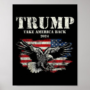 Amerika Terug Amerikaanse vlag Trump 2024 Mannen V Poster