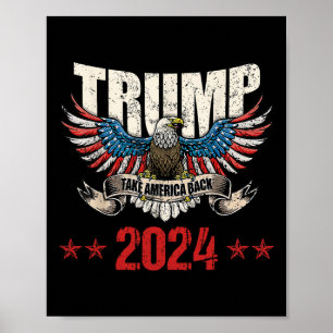 Amerika Terug Amerikaanse vlag Trump 2024 Mannen V Poster