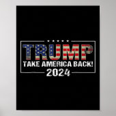 Amerika terug Amerikaanse vlag Trump 2024 Mannen V Poster (Voorkant)