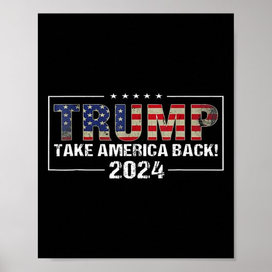 Amerika terug Amerikaanse vlag Trump 2024 Mannen V Poster (Voorkant)