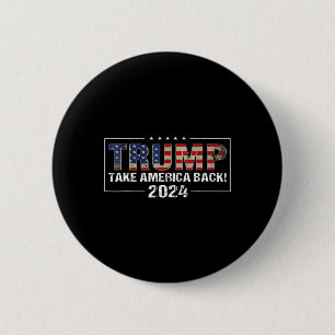 Amerika terug Amerikaanse vlag Trump 2024 Mannen V Ronde Button 5,7 Cm