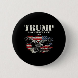 Amerika Terug Amerikaanse vlag Trump 2024 Mannen V Ronde Button 5,7 Cm