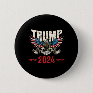 Amerika Terug Amerikaanse vlag Trump 2024 Mannen V Ronde Button 5,7 Cm