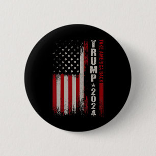 Amerika terug Amerikaanse vlag Trump 2024 Mannen V Ronde Button 5,7 Cm