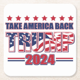 Amerika terug Trump 2024 Kartonnen Onderzetters