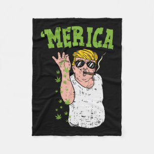 Amerika Trump Bae Roken Wiet Grappig Stoner Gift Fleece Deken