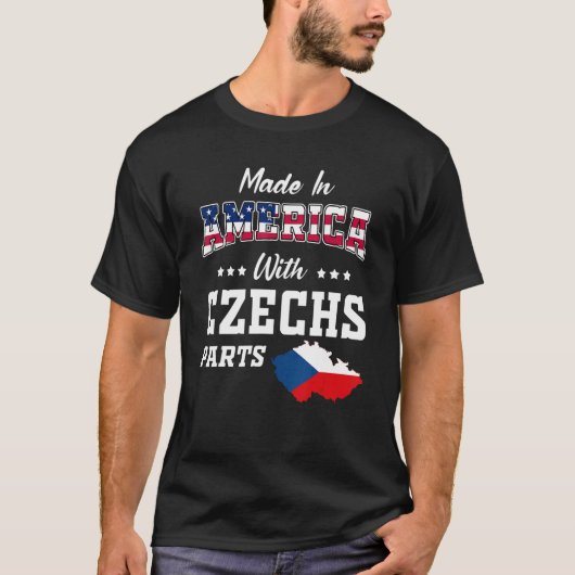 Amerika Tsjechische delen Tsjechië Kaart VS Vlag R T-shirt (Voorkant)