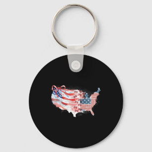 Amerika USA Kaart Preppy 4 juli Happy Independe Sleutelhanger