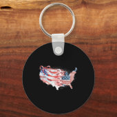 Amerika USA Kaart Preppy 4 juli Happy Independe Sleutelhanger (Voorkant)