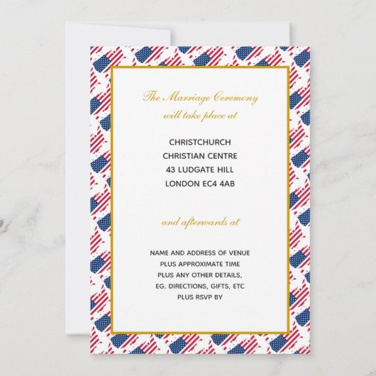 AMERIKA USA met Faux Gold Script bruiloft Kaart (Achterkant)