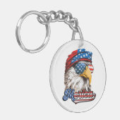 Amerika, USA Patriottische Eagle Vlag, 4 juli Sleutelhanger (Voorkant Links)