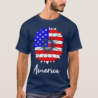 Amerika USA Sun Flower Gift T-shirt