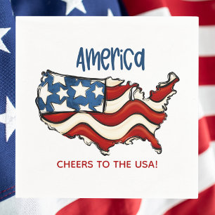 Amerika USA Vlag Kaart / Proost op de VS Patriotti Servet