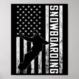 Amerika USA Vlag Snowboarder Snowboard Sno Poster
