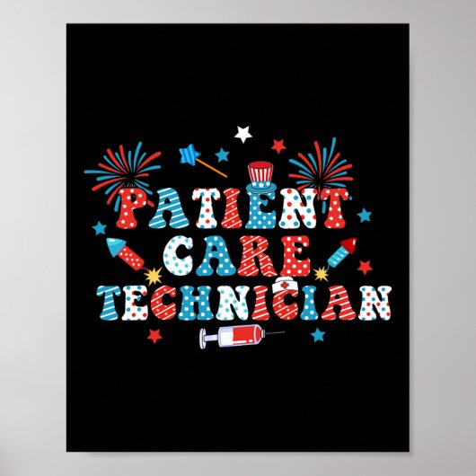 Amerika Usa Vuurwerk Patiëntzorgtechnicus 4e Poster (Voorkant)