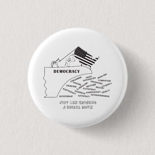 Amerika valt van de klif in het zwart ronde button 3,2 cm (Voorkant)