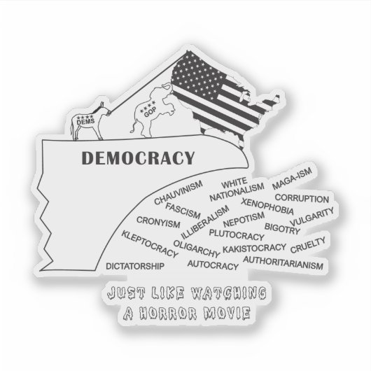 Amerika valt van de klif in het zwart sticker (Voorkant)