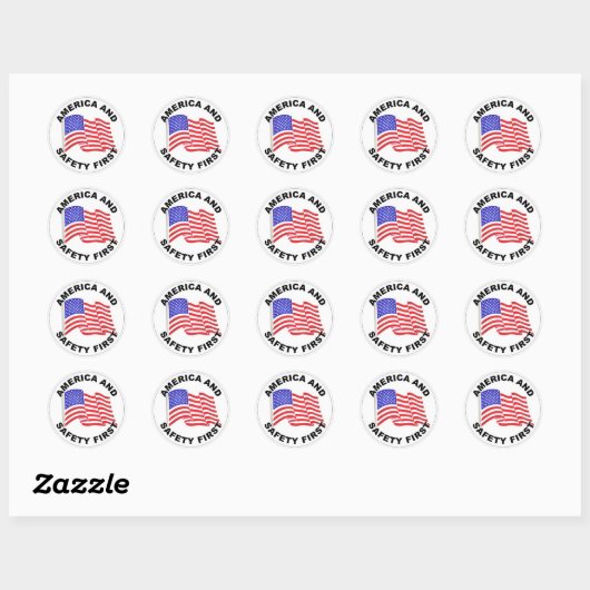 Amerika & Veiligheid eerst Ronde Sticker (Vel)
