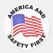 Amerika & Veiligheid eerst Ronde Sticker (Voorkant)