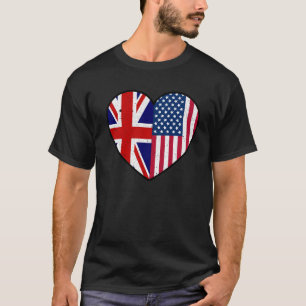 Amerika Verenigd Koninkrijk Hart Vlag T-shirt