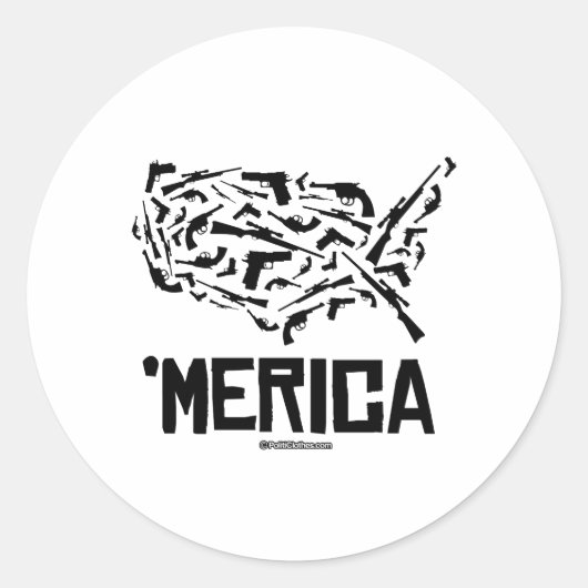 Amerika - Verenigde Staten van Pistool Ronde Sticker (Voorkant)